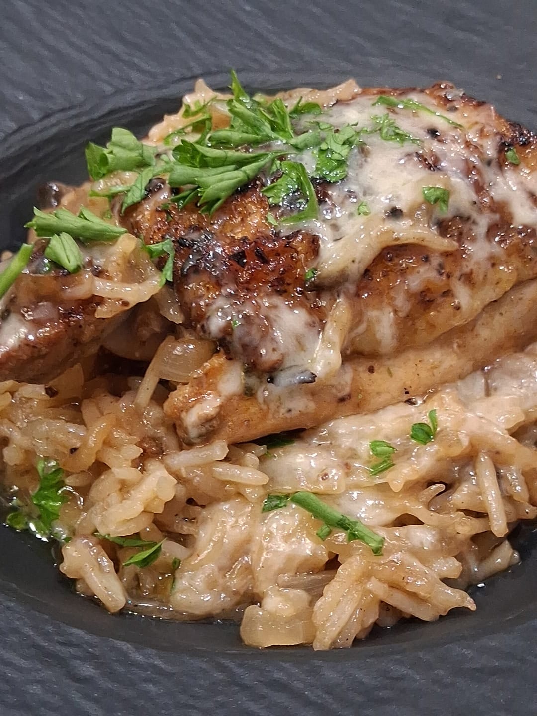 French onion chicken rice bake