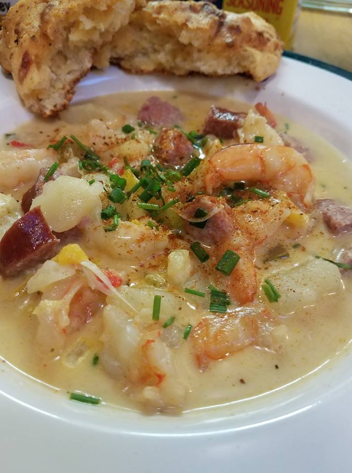 Shrimp and Corn Chowder with Cheddar Bay Biscuits (Hearty, Creamy, Southern Comfort)