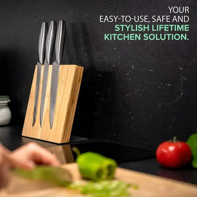 Magnetic Bamboo Knife Holder - Wall Mount Knife Block | Eco-Friendly Storage