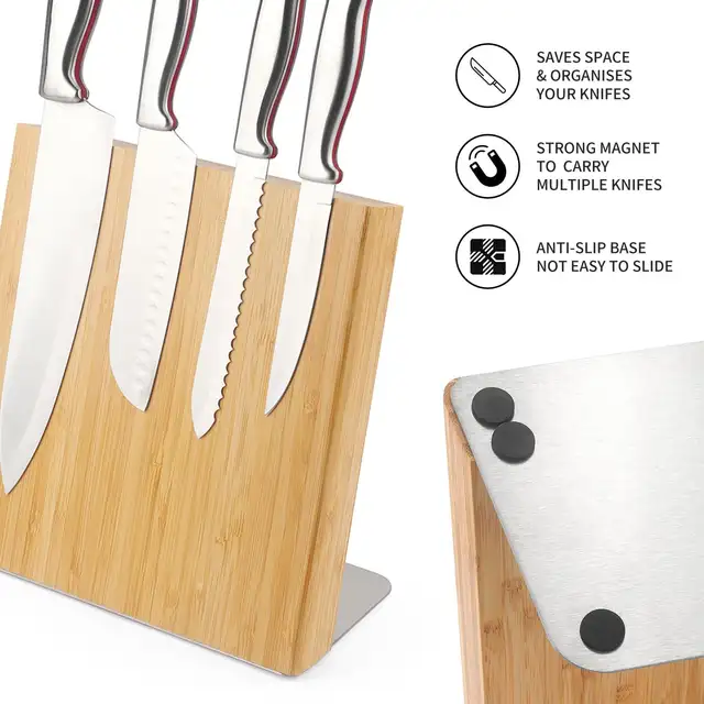 Magnetic Bamboo Knife Holder - Wall Mount Knife Block | Eco-Friendly Storage