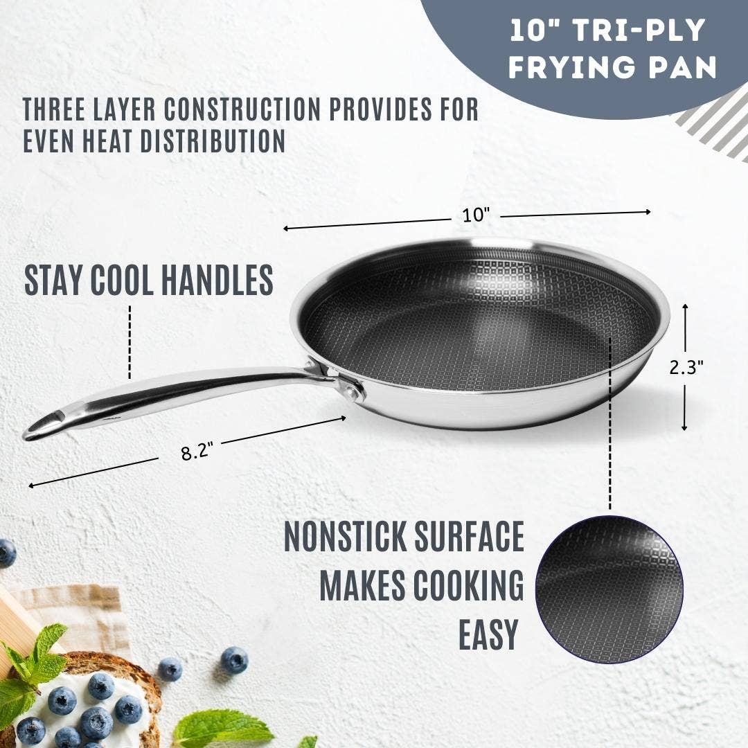 8" Diamond Oven Safe Stainless Steel Tri-Ply Frying Pans