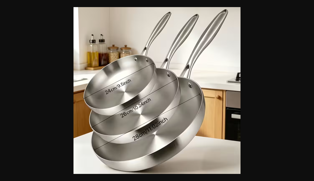 3-Piece Tri-Ply Stainless Steel Frying Pan Set