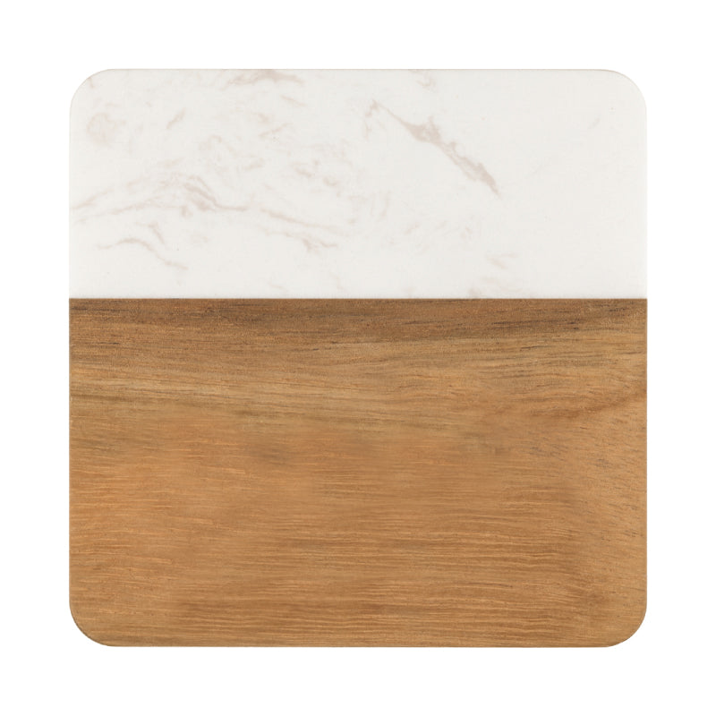 4 Pc Wood/Marble Coaster set