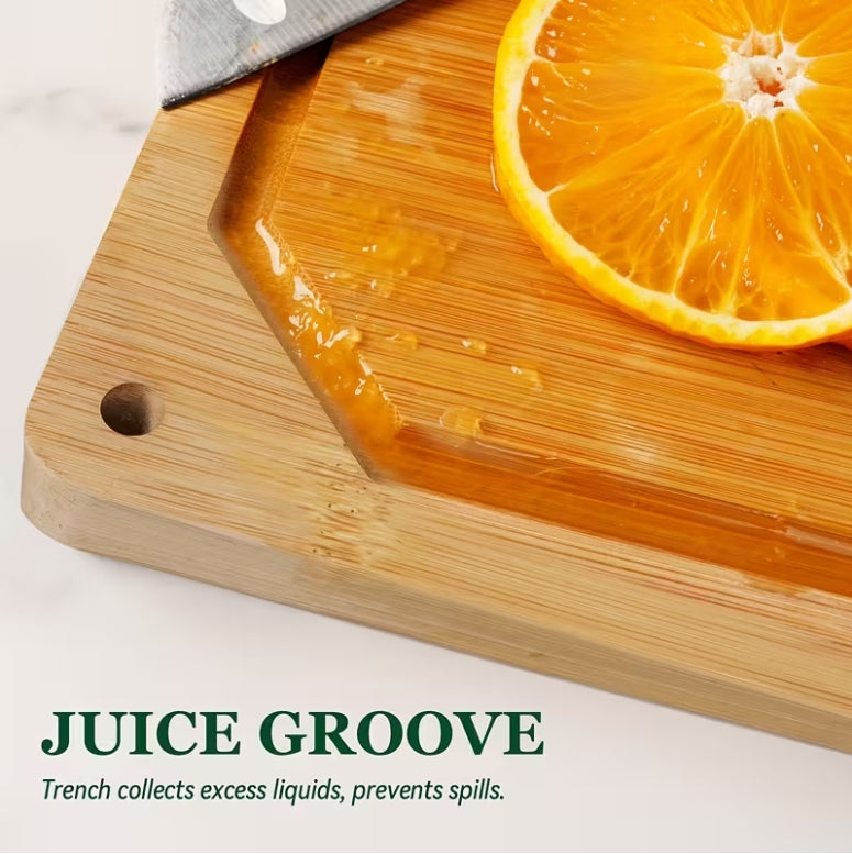 XL Bamboo Cutting Board with Juice Groove - Extra Large Kitchen Chopping Board