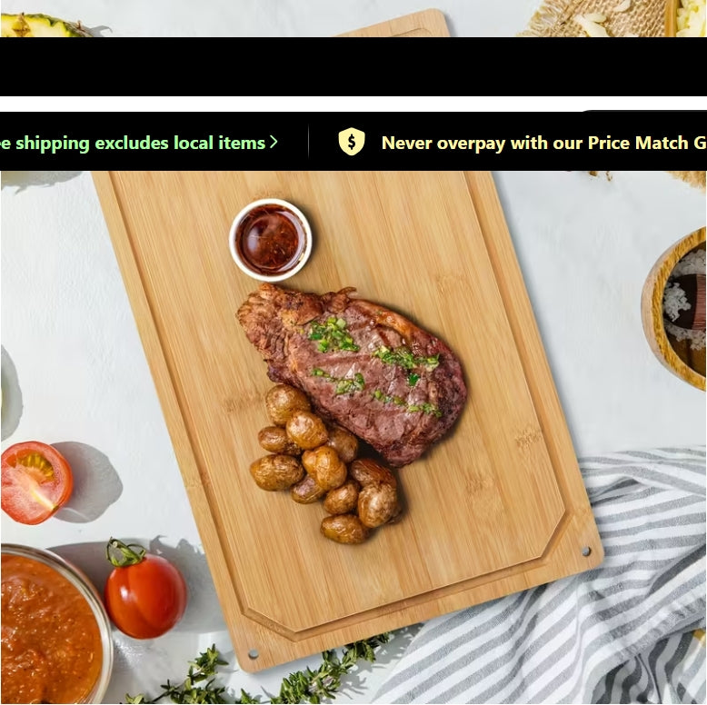 XL Bamboo Cutting Board with Juice Groove - Extra Large Kitchen Chopping Board