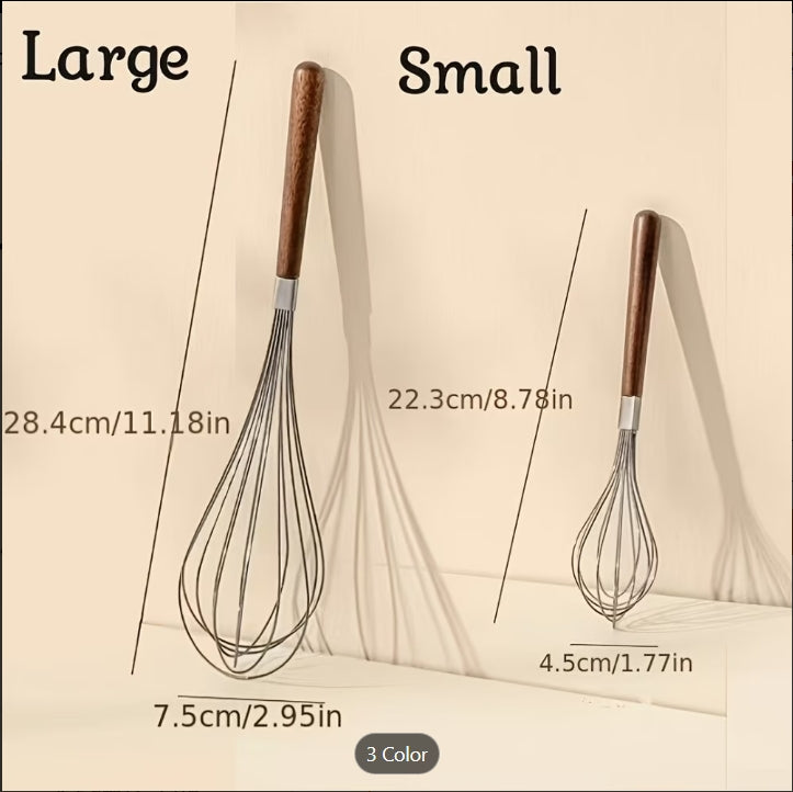 2 Piece Wooden Handle Whisk Set - Kitchen Whisks | Cooking With Greens