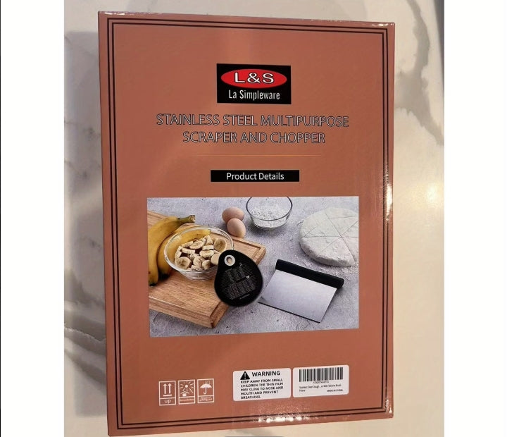 Bench Scraper Set - Stainless Steel Dough Scraper with Bowl Scraper & Brush