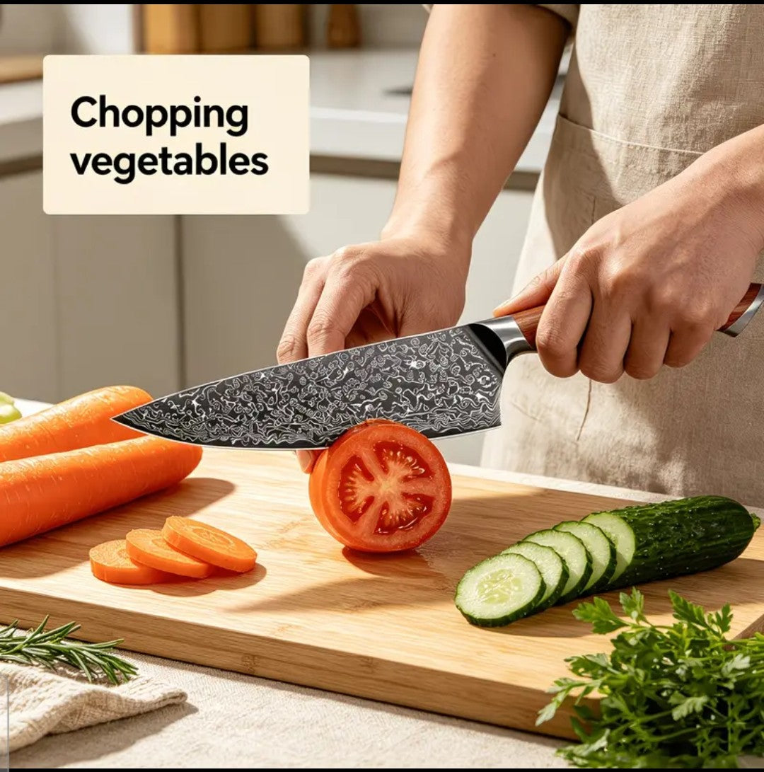 Huusk Damascus print Chef Knife