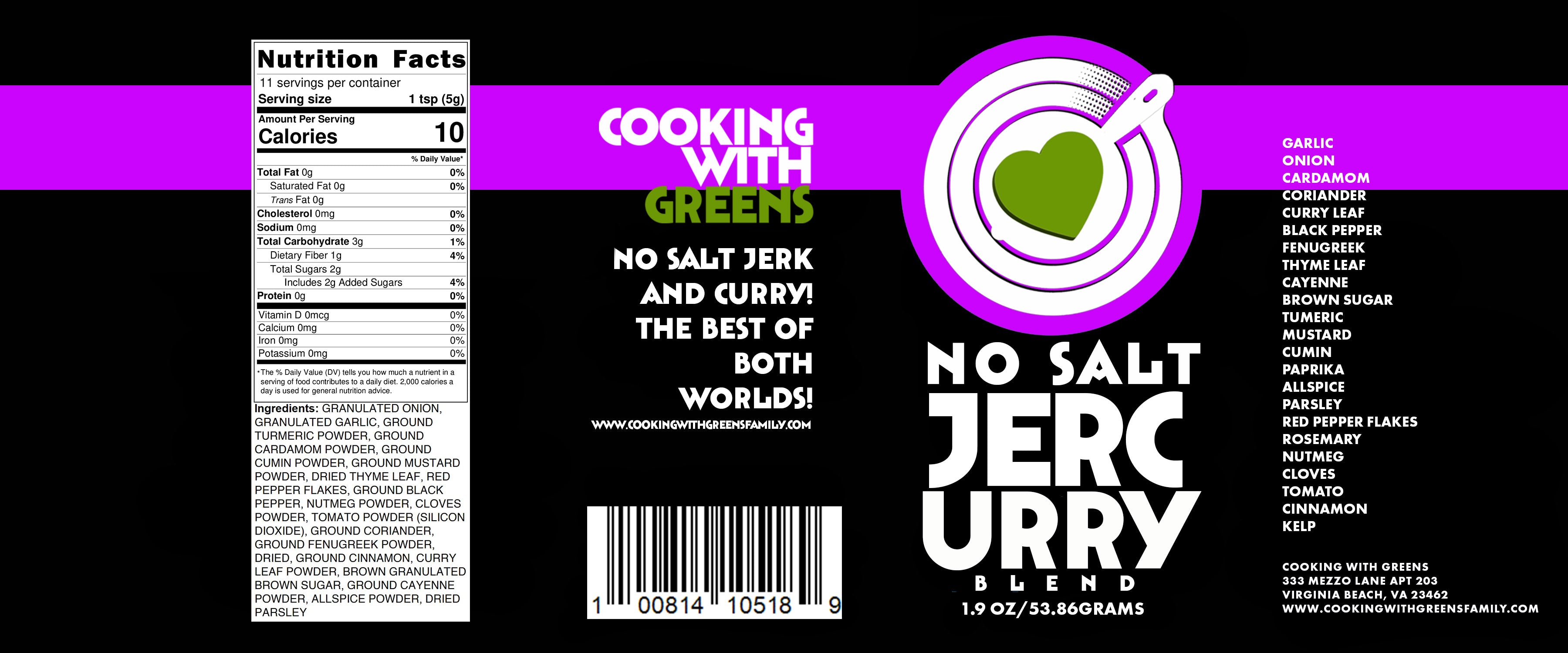 MEGA NO Salt Jercurry Blend - Caribbean Spice Mix | Sodium Free | Cooking With Greens