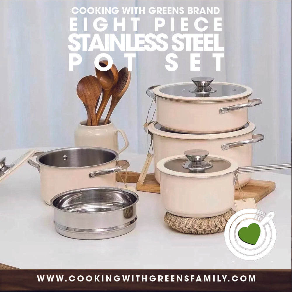 9 Piece Stainless Steel Pot Set - Complete Cookware with Steamer | Free Shipping | Cooking With Greens