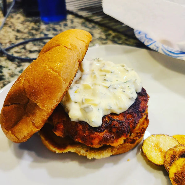 Salmon Burgers and Tartar sauce