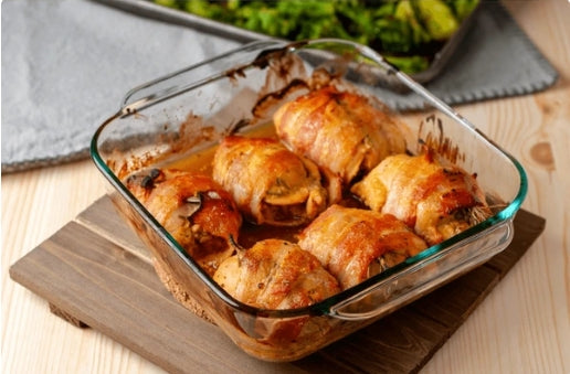 Bacon Wrapped Chicken Thighs with Maple Mustard Glaze (Savory, Sweet, Crowd-Pleaser)