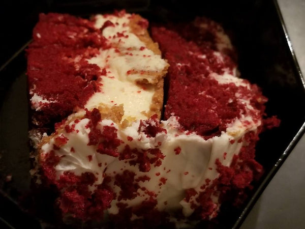 Cary's Cheesecake filled Red Velvet cake