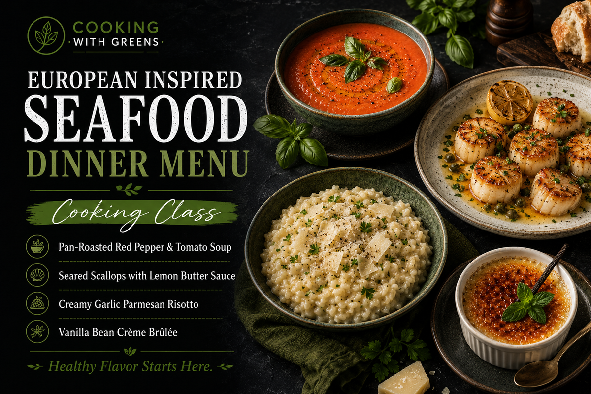 European Inspired Seafood Dinnner Menu