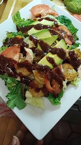 Shrimp and Chicken Salad with Barbecue Dressing