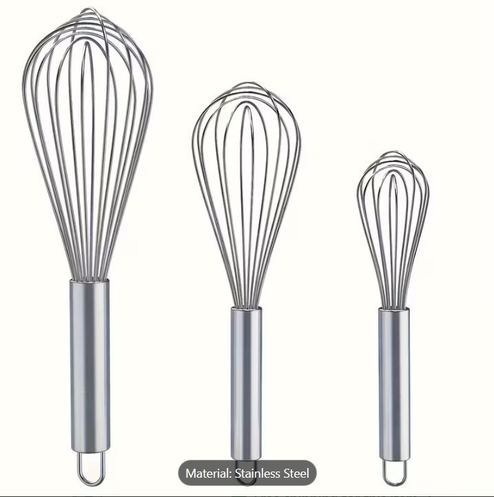 3 Piece Stainless Steel Whisk Set - 8", 10", 12" | Cooking With Greens