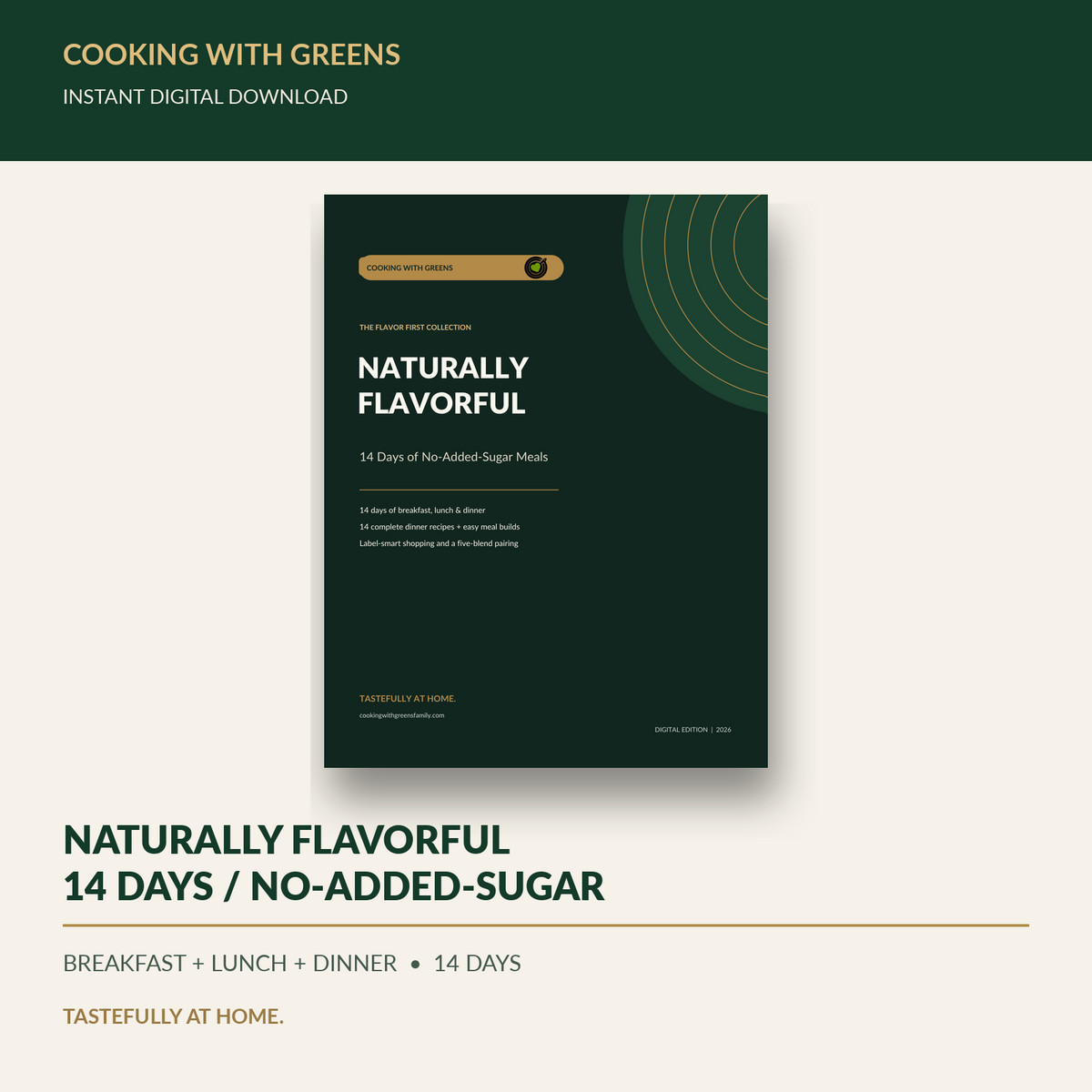 Cooking With Greens Naturally Flavorful 14 Days of No-Added-Sugar Meals digital guide cover