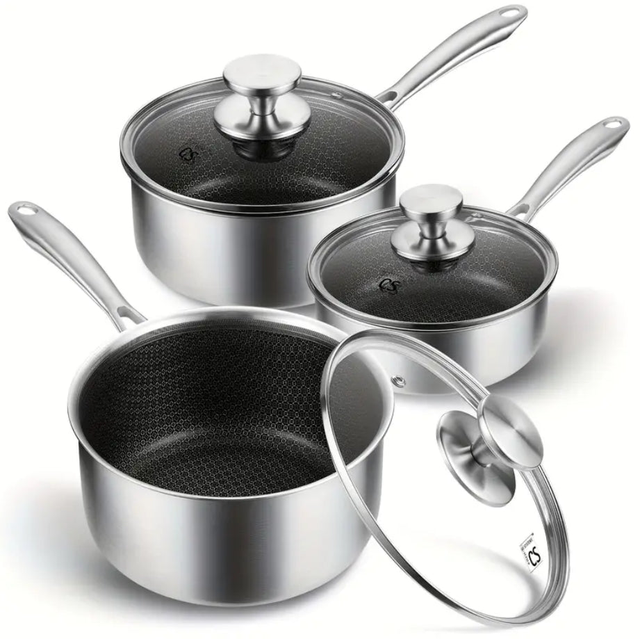 6 pc Nonstick stainless steel pot set
