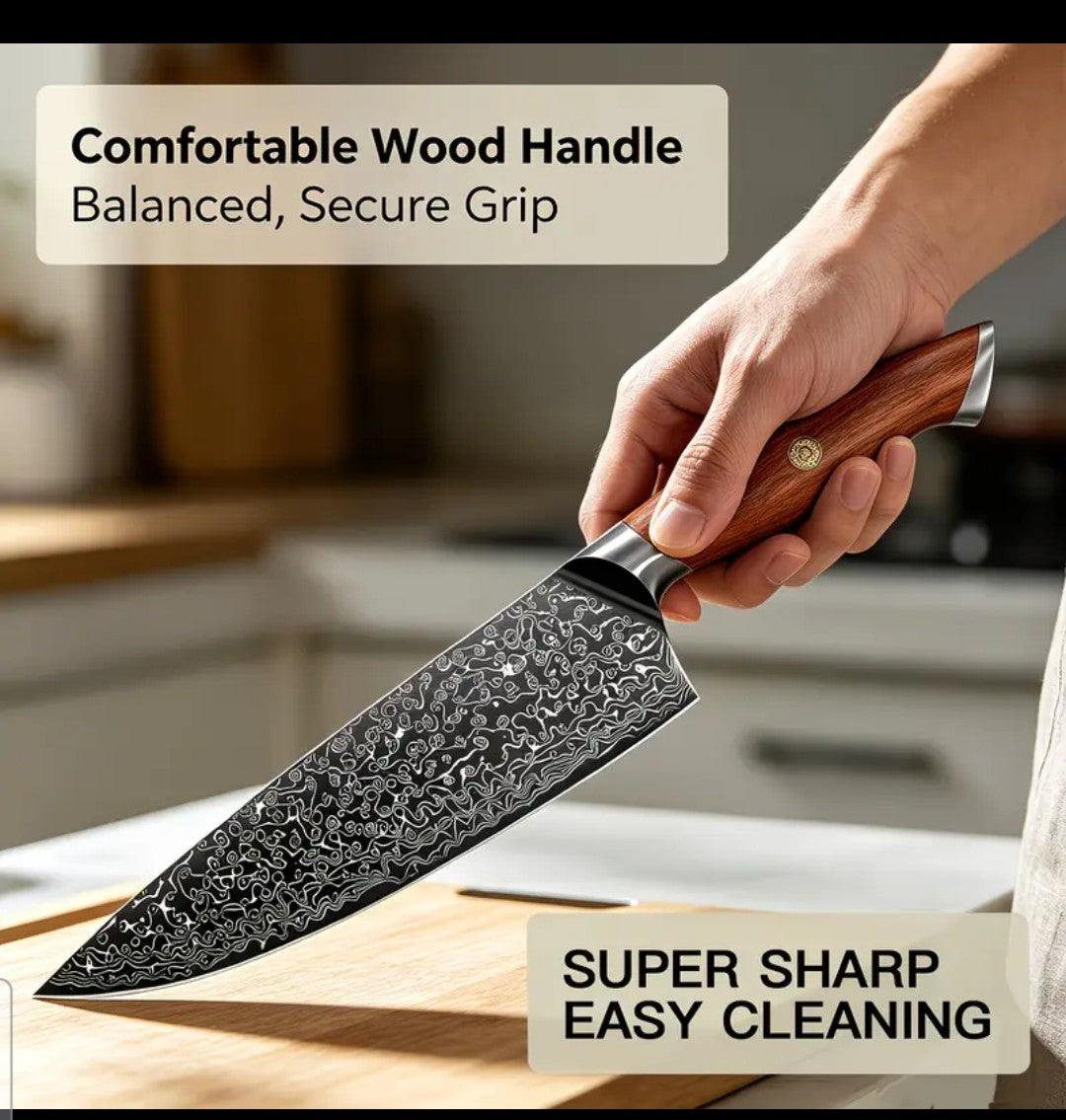 Huusk Damascus print Chef Knife