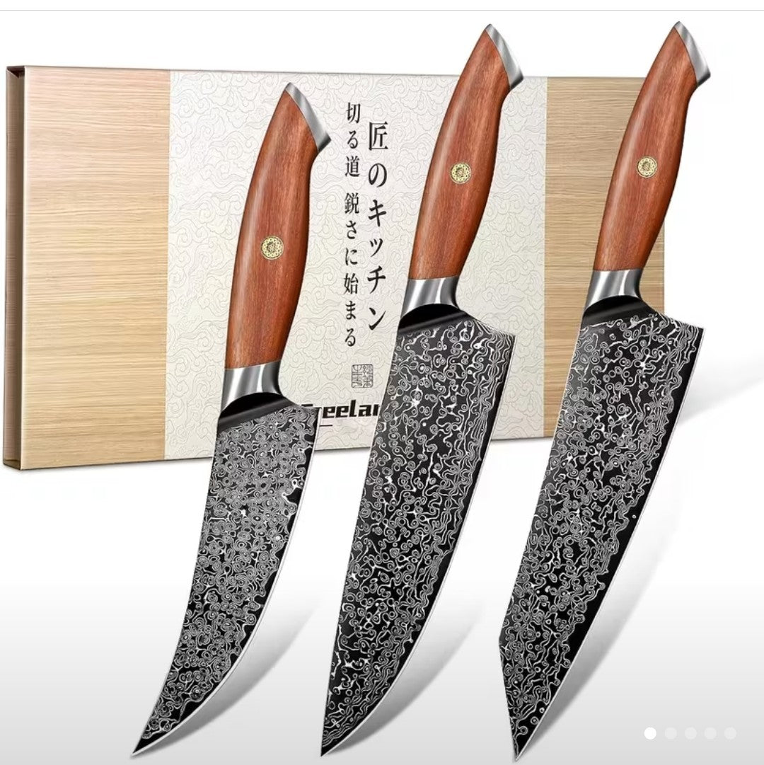 3 pc carbon knife set